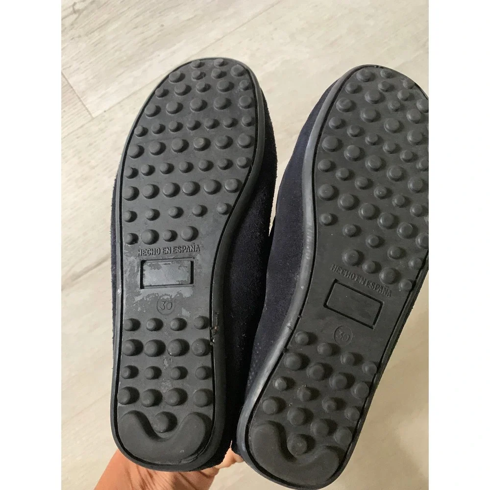 Papouelli London Kids Navy Blue Suede Penny Loafers Driving Shoes Size 30 Spain